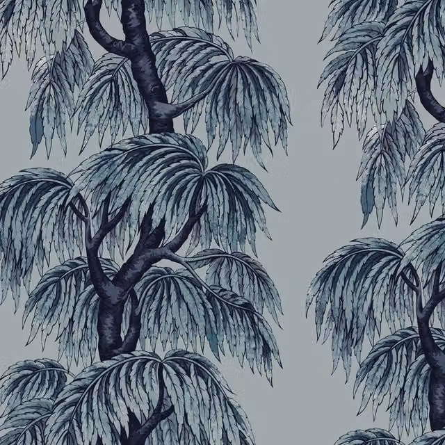 House of Hackney Babylon Celestial Blue Floral Art Deco Wallpaper