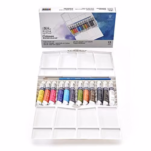 Winsor & Newton Cotman Watercolour Travel Set, Multicolour, 13 x 8ml Tubes and 21.5 x 13 x 8ml Tubes