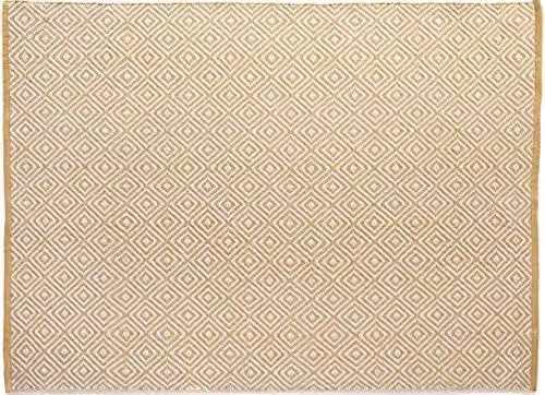 Rugs Direct Woven Hug Natural Door Mat Runner in Diamond Gold and Beige, W/D: 120 x 70 cm