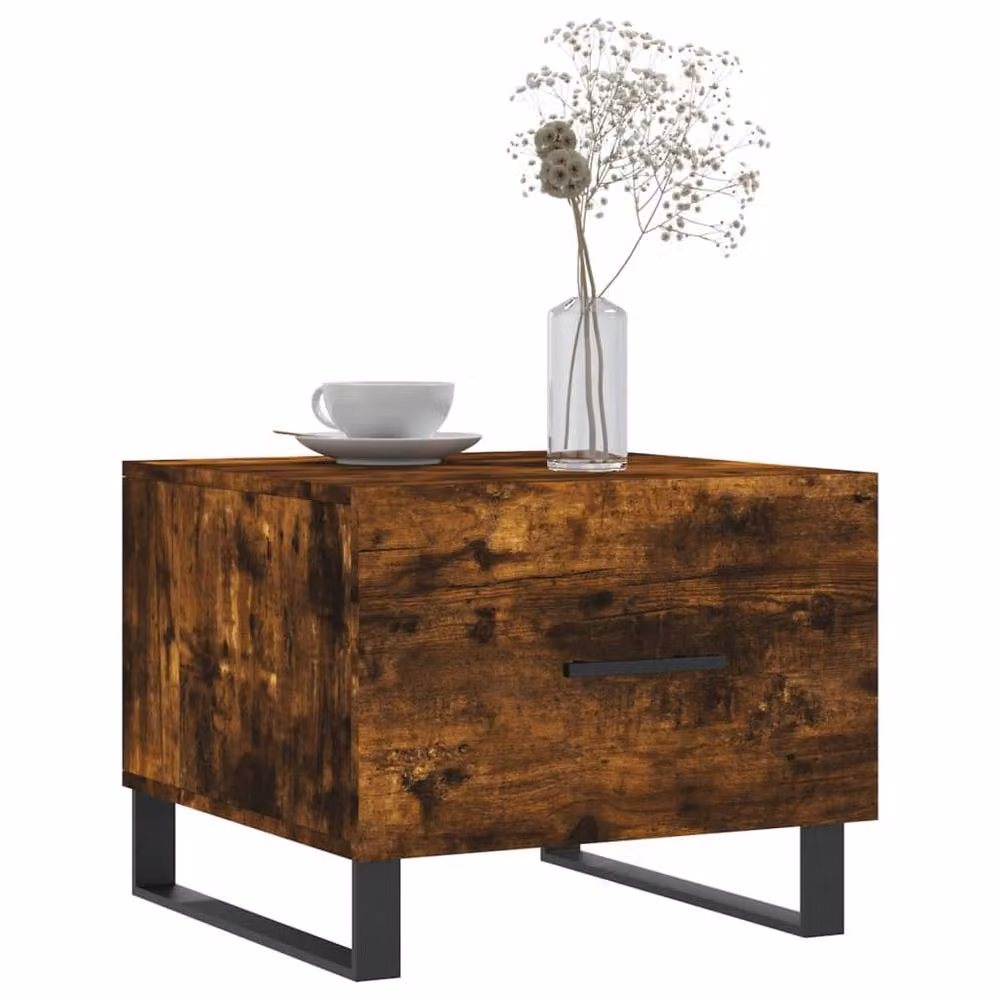 Berkfield Home Set of 2 Smoked Oak Coffee Tables in Brown, W/D/H: 50 x 50 x 40 cm – 3