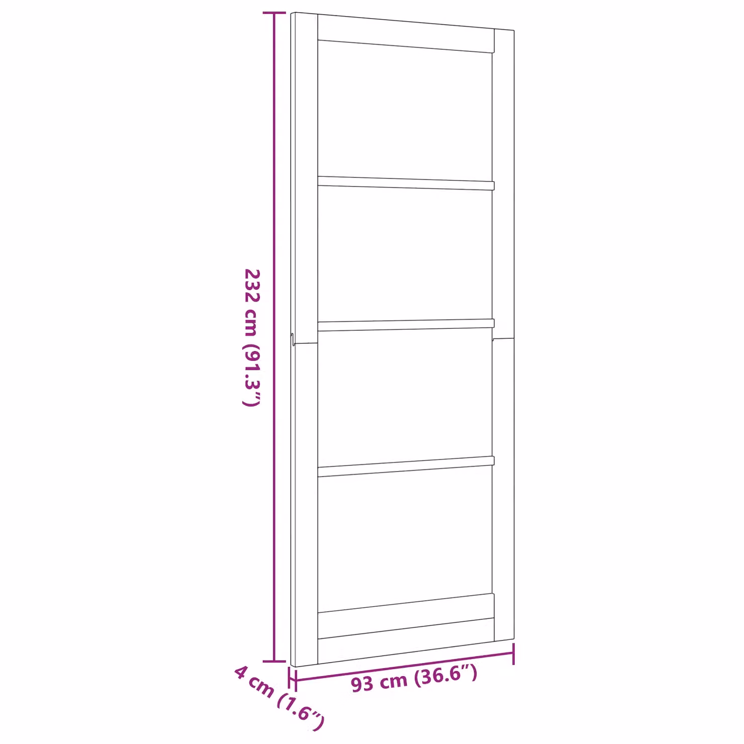 Berkfield Orkdal Rustic Sliding Interior Door with Glass, Solid Pine, Beige, W: 93 cm, H: 232 cm, D: 4 cm – 2