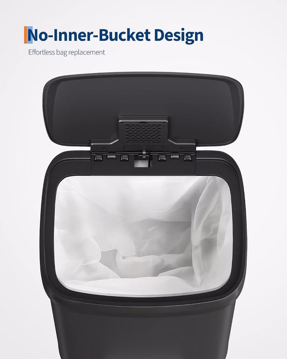 London Boutique 50L Stainless Steel Step-on Kitchen Trash Can with Soft-Close Lid in Black – 7
