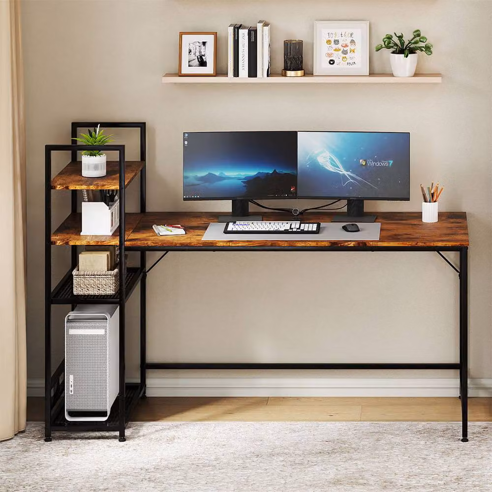 Levede Modern Computer Desk in Brown, W: 160 cm, D: 60 cm, H: 76 cm – 7