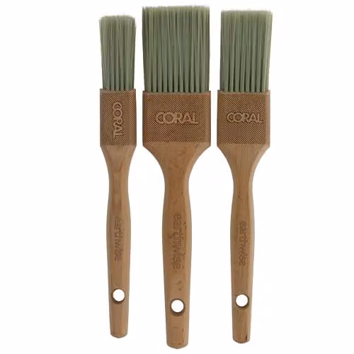 Coral Earthwise 3 Piece Paint Brush Set with Green FSC Wooden Handles and Synthetic Filaments – 2