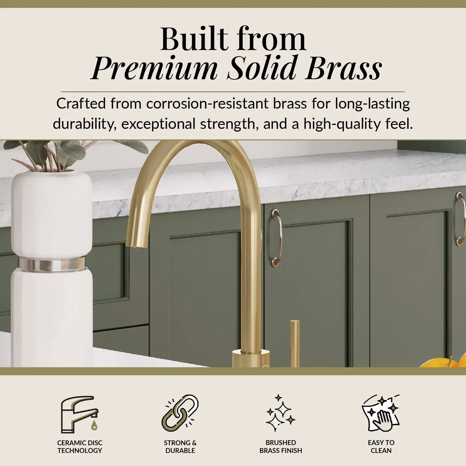 Balterley Lacerta Single Lever Kitchen Mono Mixer Tap in Brushed Brass – 2