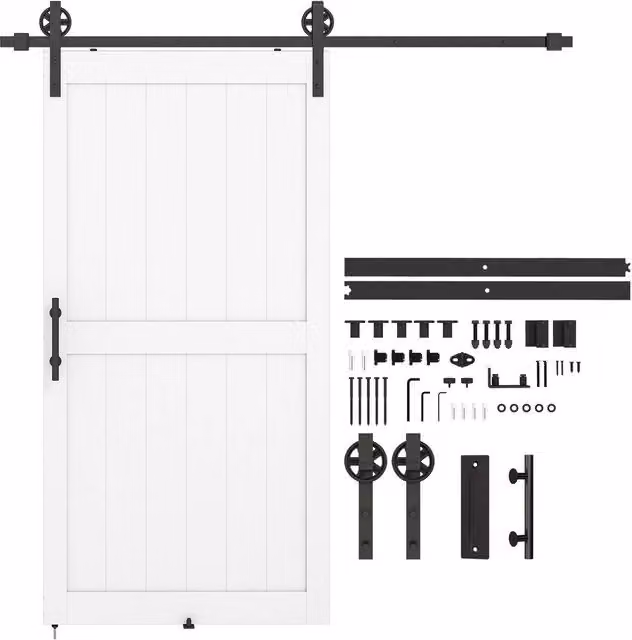 PAWNORA White Modern Sliding Barn Door Kit, Height: 213.4 cm