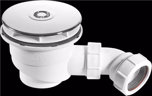 McAlpine Round Water Seal Shower Trap with Chrome Plated Brass Flange in White and Silver – 1