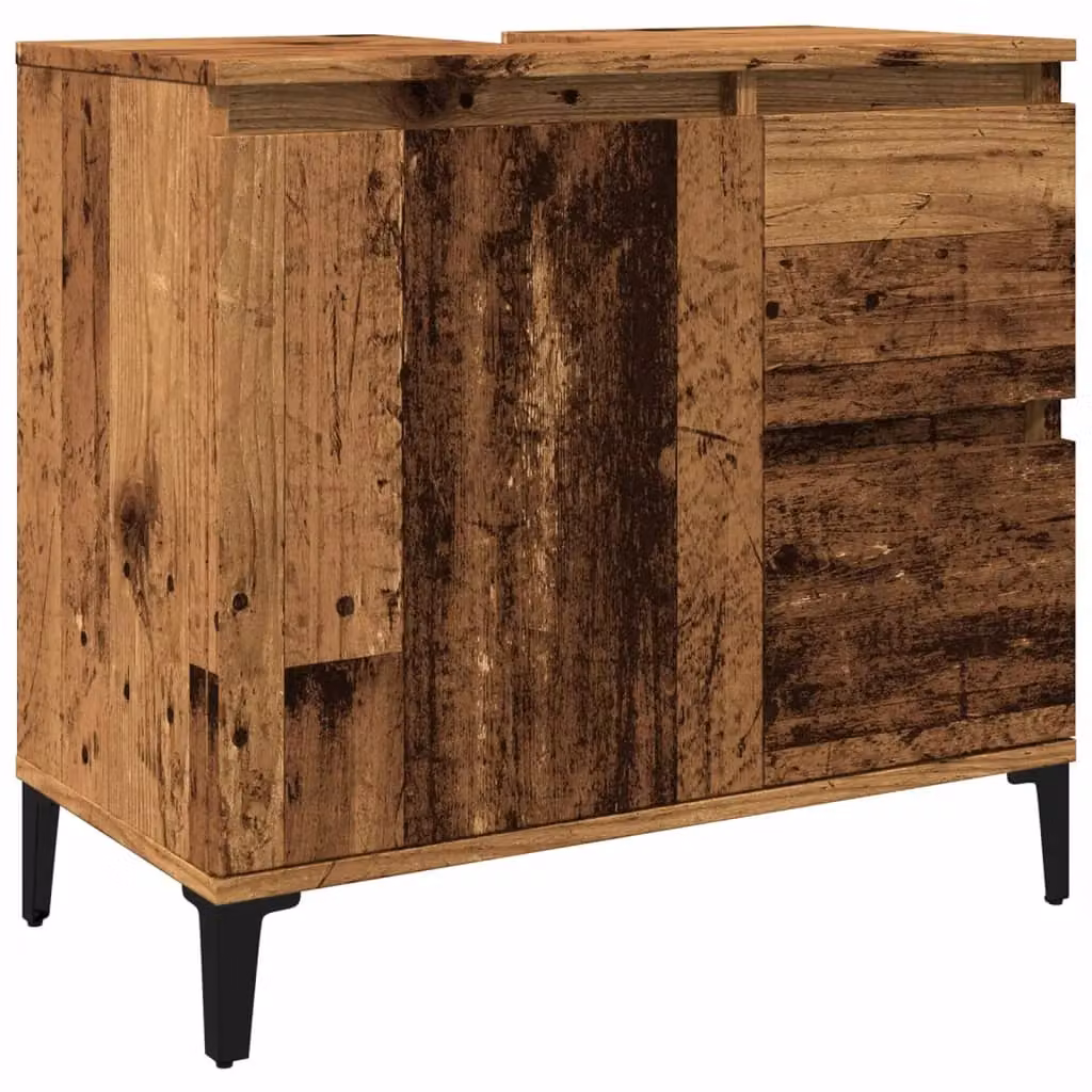 Berkfield Home Sink Cabinet in Old Wood Brown, W/D/H: 65 x 33 x 60 cm – 2