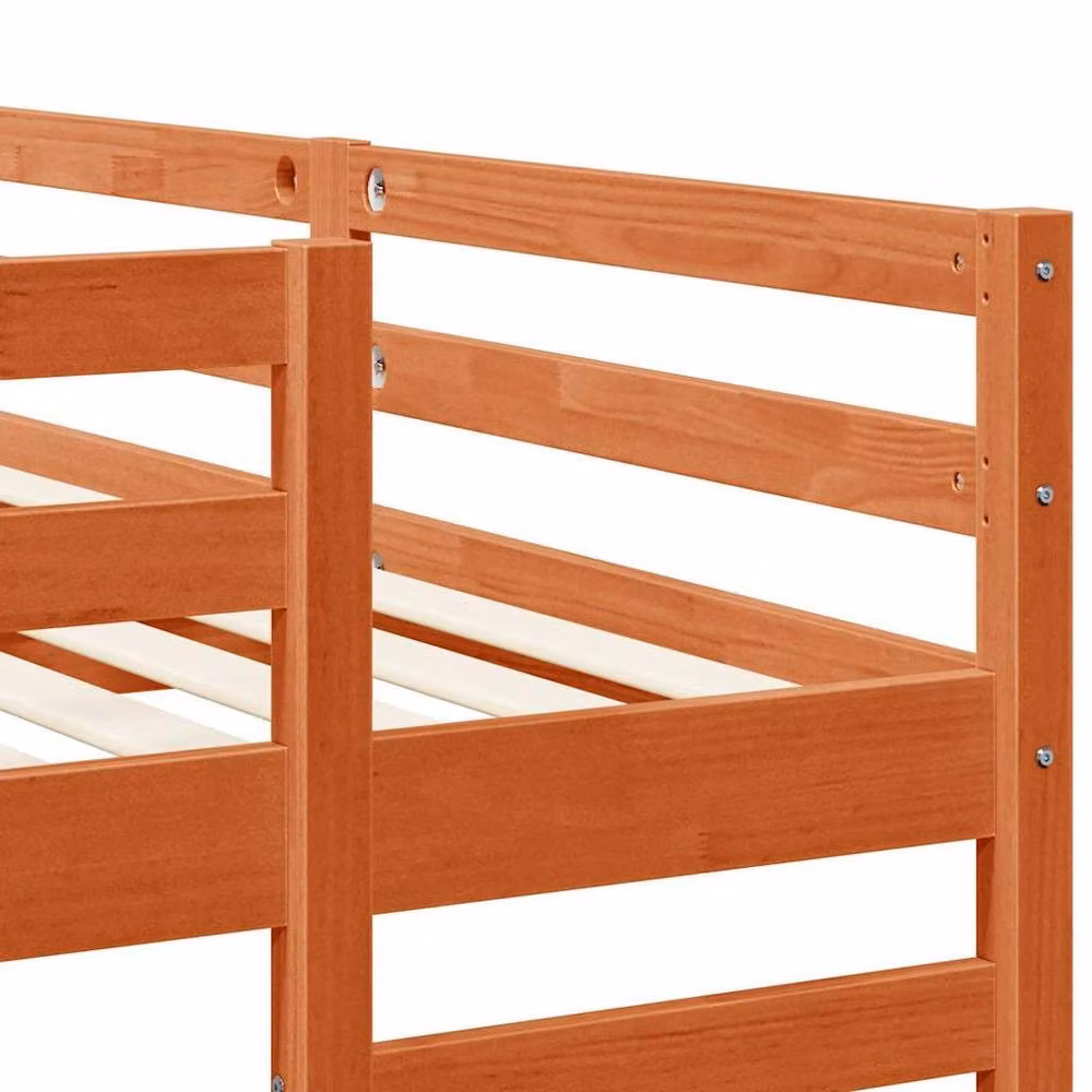 Berkfield Home Triple Bunk Bed Frame in Waxed Brown Solid Pine Wood W/D/H: 140 x 200 cm – 4