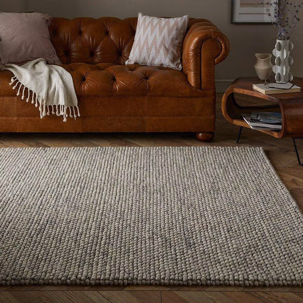 Esselle Delilah Mottled Wool Small Pebble Rug in Beige, W: 120 cm x L: 170 cm – 2