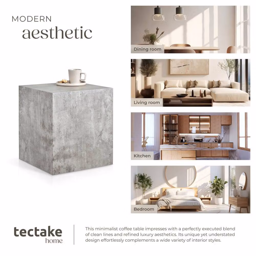 tectake Lasley Coffee Table in Grey Concrete Look, W/D/H: 45 x 45 x 50 cm – 2