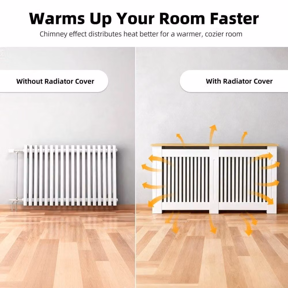SPETLEK Vertical L High Radiator Cover in White, W/D/H: 152 x 20 x 83 cm – 4