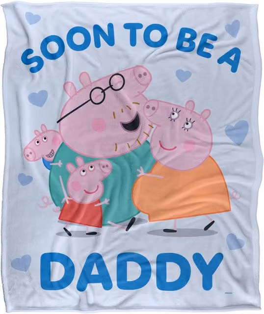 Hasbro Peppa Pig Daddy Pig Super Soft Fleece Blanket, White, W/D/H: 152.4 x 127 x 1 cm