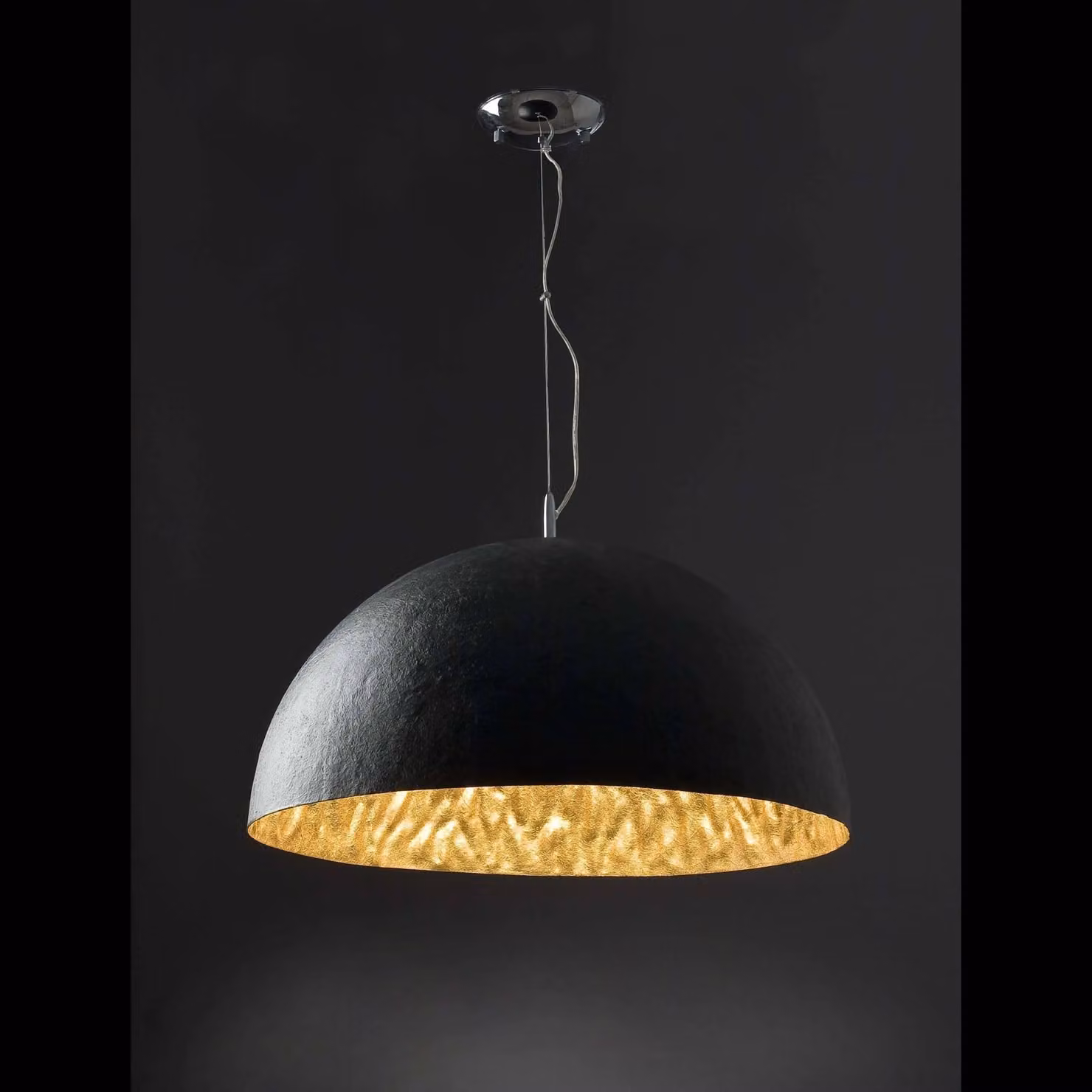 Netlighting Magma 3 Light Dome Ceiling Pendant in Black and Gold/Brass – 5