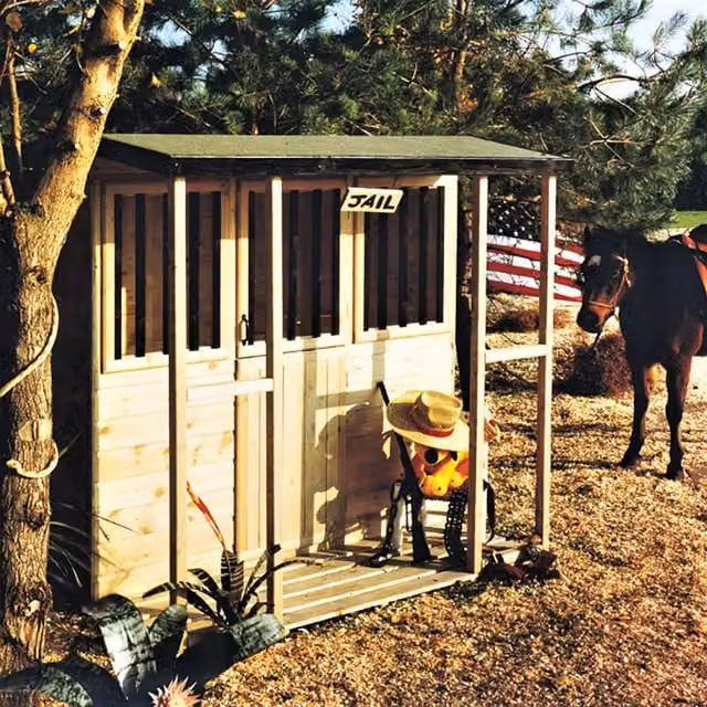 Shires Jailhouse Playhouse Childrens Wooden Wendy House in Brown