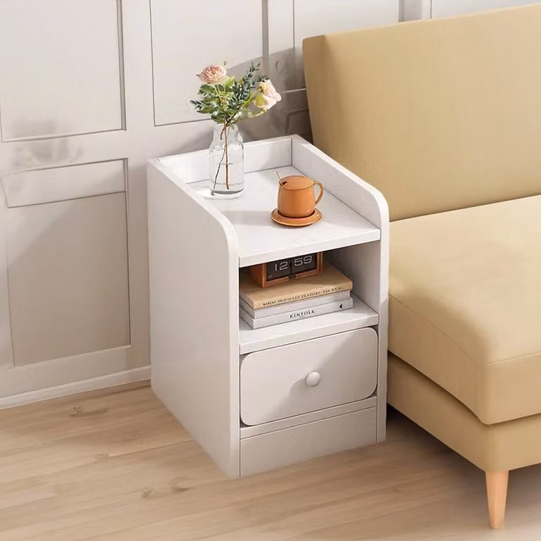 FLAVORA Modern 1 Drawer Bedside Cabinet in White W/D/H: 100 x 100 x 100 cm