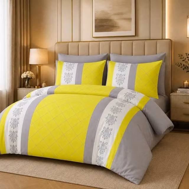 Grace Super King Double Brushed Microfibre Duvet Cover in Yellow with Zipper Closure