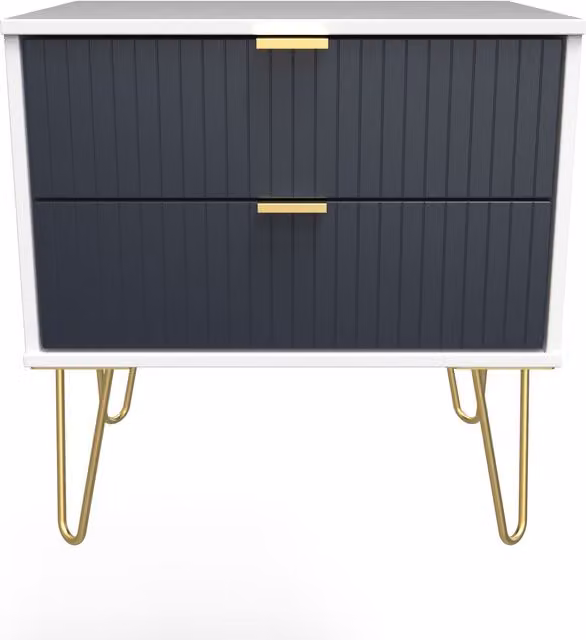 2 U Bexley 2 Drawer Side Table in Dark Blue and Gold – 1