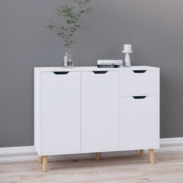 Berkfield Home High Gloss White Sideboard, W/D/H: 90 x 30 x 72 cm