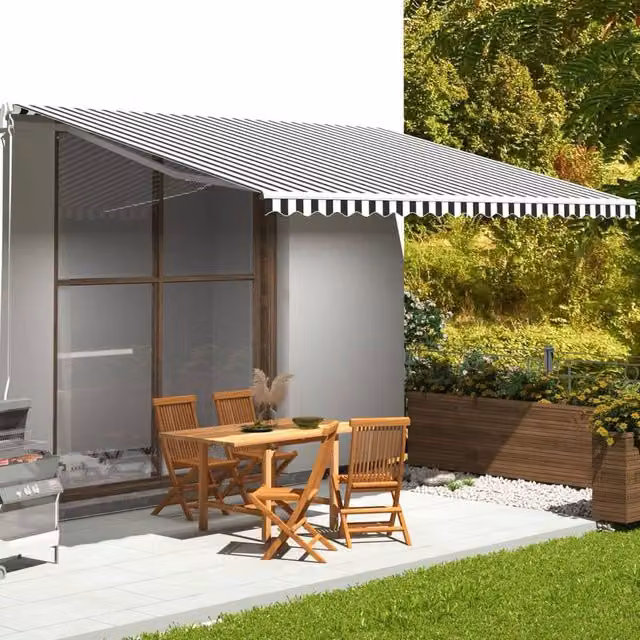 Berkfield Home Replacement Awning Fabric in Black, Anthracite and White, Polyester, 5 x 3.5 m – 1