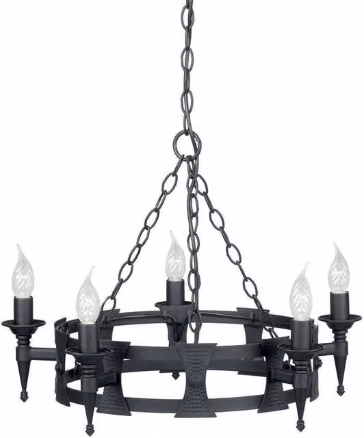 Netlighting Saxon 5 Light Chandelier in Black and Silver Finish with E14 Base