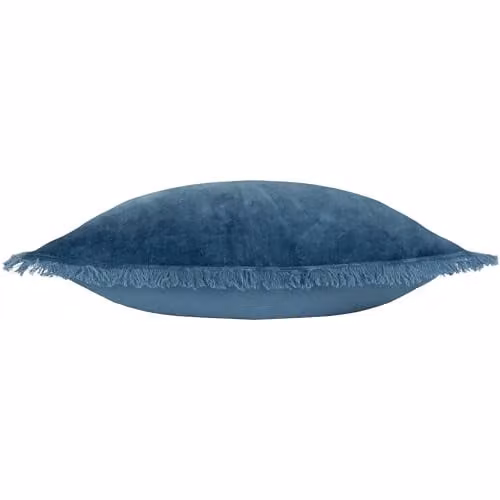 Furn Gracie Blue Cotton Velvet Fringed Square Cushion W/D/H: 45 x 45 x 45 cm – 3