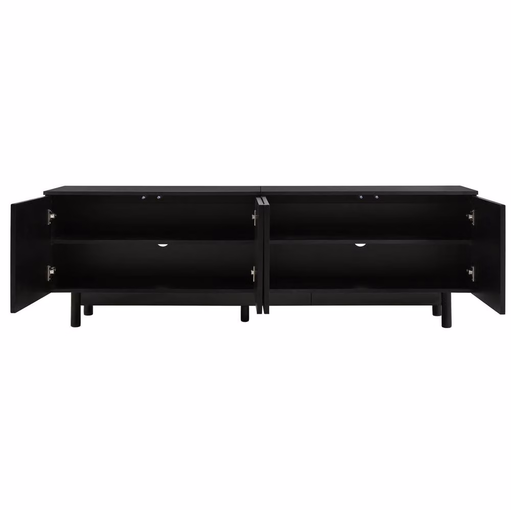 STILVORA Minimalist TV Cabinet in Matt Black with 4 Doors and Adjustable Shelves, W/D/H: 175.0 x 56.0 x 56.0 cm – 4