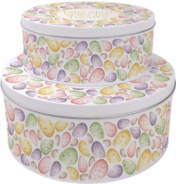 Purely Home Egg-stra Special Treats Round Cake Tin Set in Multicoloured and White