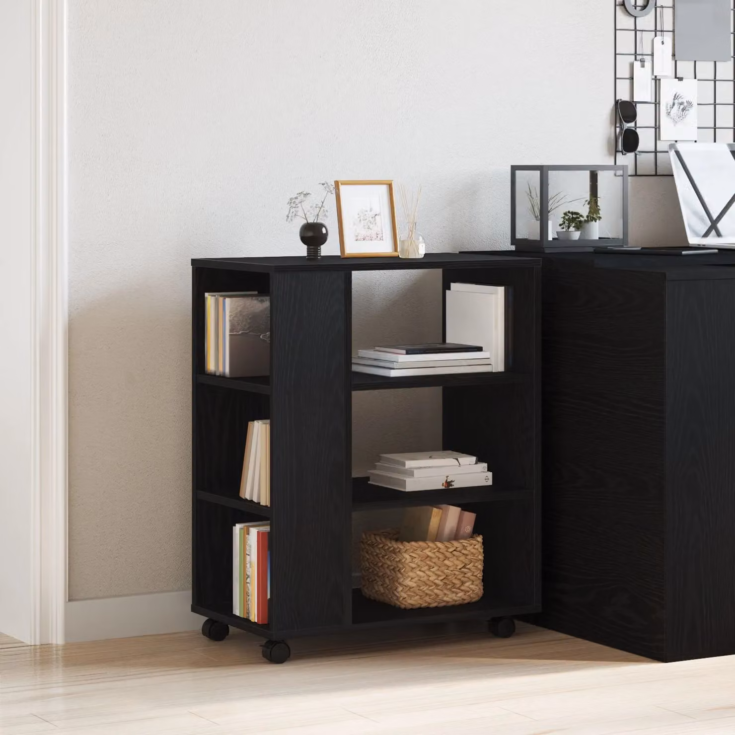 Berkfield Home Rolling Cabinet in Black Oak, W/D/H: 60 x 35 x 75 cm – 3