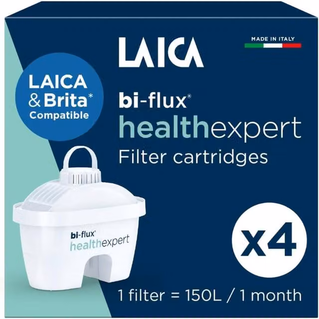 LAICA Healthexpert Water Filter Cartridges, 4 Pack, White – 1