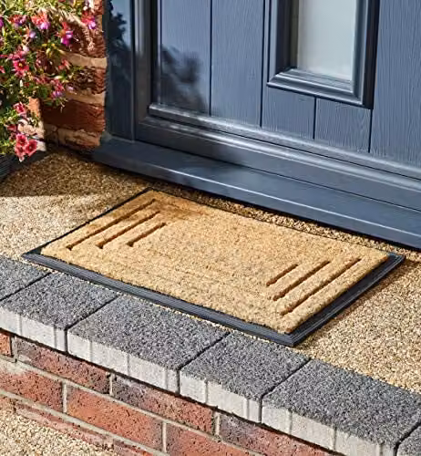 Mud Stopper Natural Coir Outdoor Door Mat with Non-Slip Rubber Backing, Brown, W/D: 60 x 40 cm