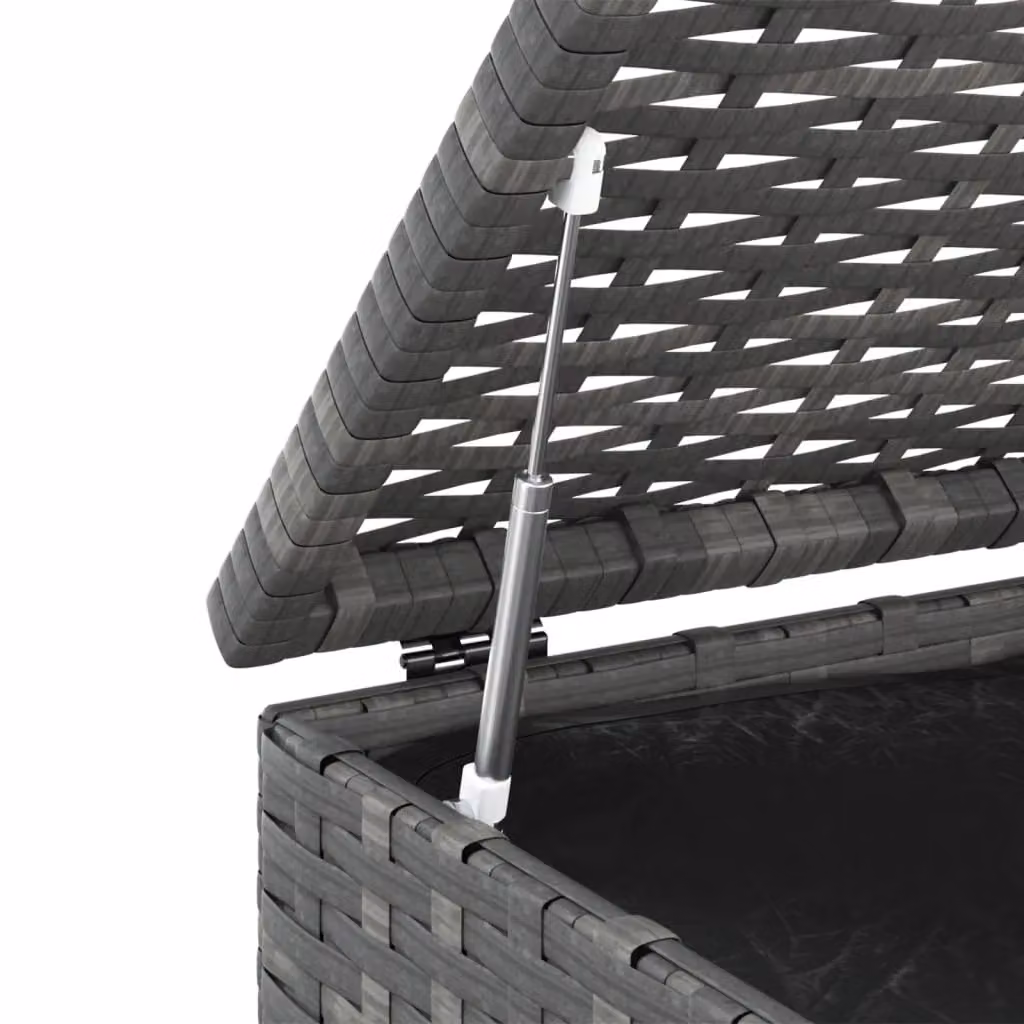 Berkfield Home Garden Grey PE Rattan Cushion Box with Steel Frame, W: 100 cm, D: 49 cm, H: 103.5 cm – 3