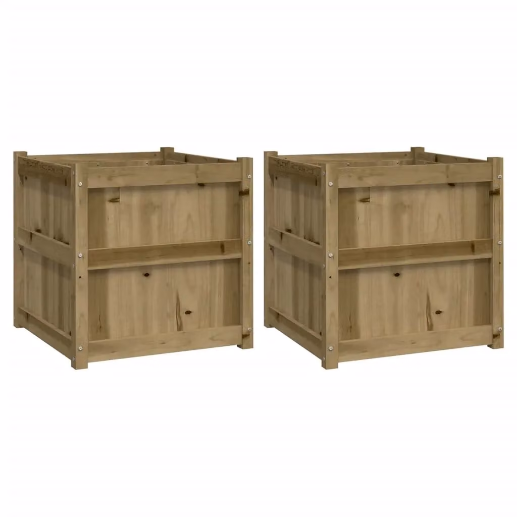 Berkfield Home Set of 2 Impregnated Pine Wood Garden Planters in Brown – 2