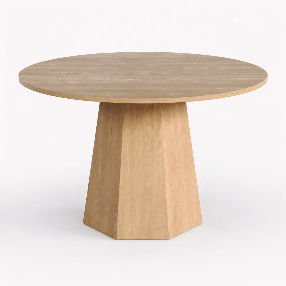 ModernLuxe Round Dining Table in Brown with Wood Design, Diameter: 120 cm – 2