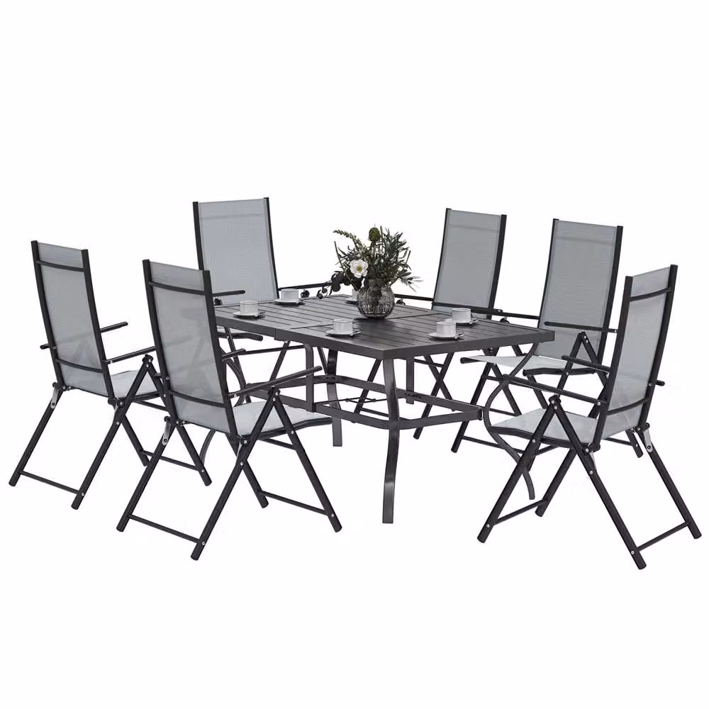 Wyld Haus Mamoka 6 Seater Outdoor Dining Set with Grey Powder Coated Steel Frames – 2