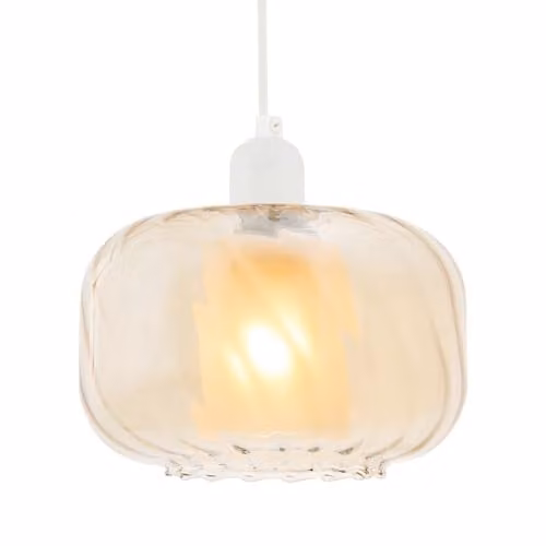 Happy Homewares Amber Champagne Glass Pendant Light Shade with Rippled Rim, W: 20 cm, H: 14 cm – 1