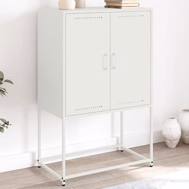 Berkfield Home Industrial White Metal TV Cabinet W: 68 cm, D: 39 cm, H: 60.5 cm