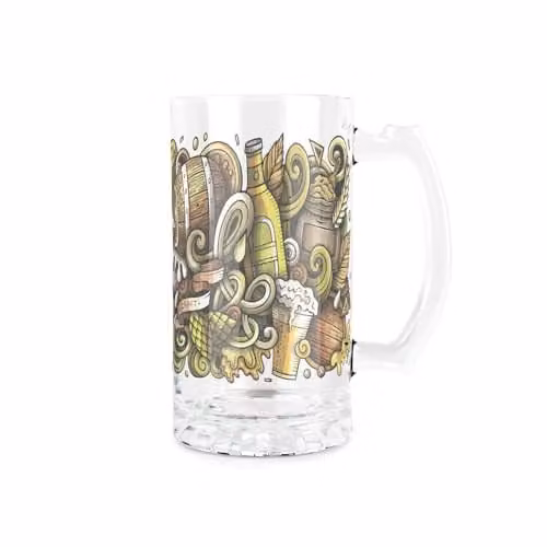 Purely Home Vintage Beer Glass Stein in Gold and Brown, 450ml