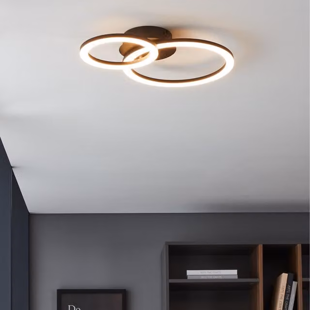 Eglo Parrapos-Z LED Ceiling Light with Smart Control, Round Black and White Design, Diameter: 44.5 cm