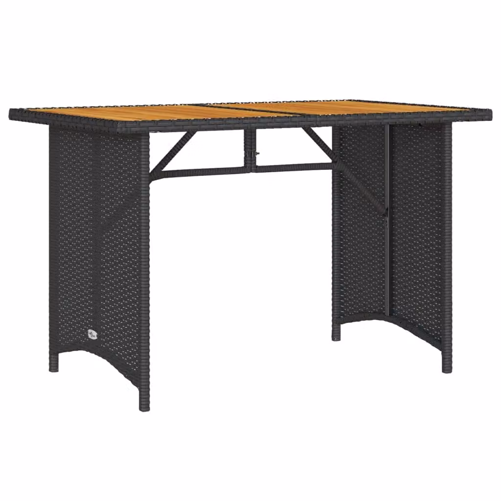 Berkfield Home Modern Garden Table with Black Poly Rattan and Acacia Wood Top, W/D/H: 110 x 68 x 70 cm – 2