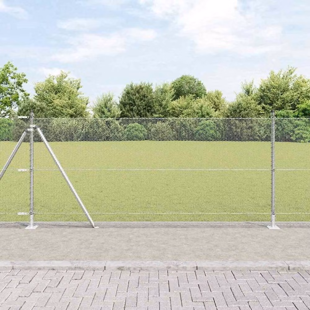 Berkfield Home Hexagon Fence in Silver Galvanised Steel, 0.8 x 50 m – 1