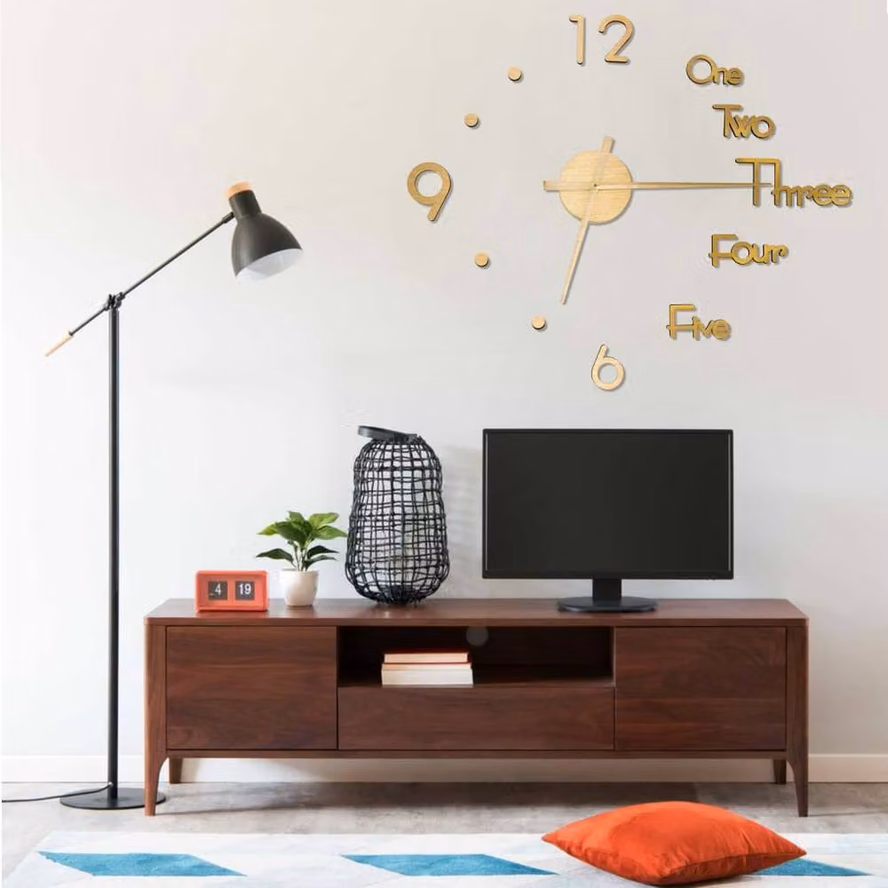 Berkfield Home Modern 3D Gold Round Wall Clock with Geometric Design, Diameter: 100 cm – 2