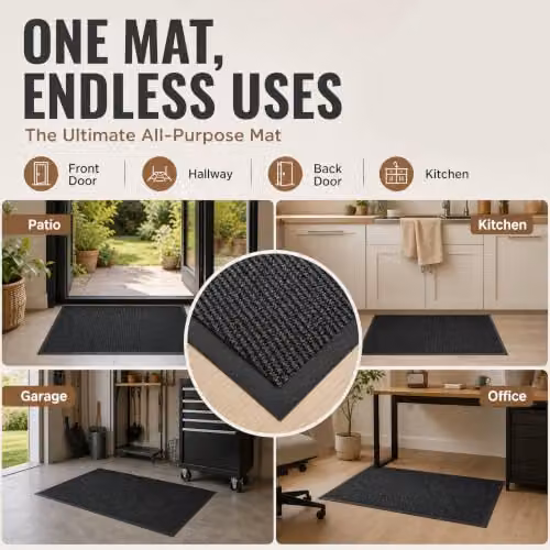 Desire Rugs Non-Slip Dirt Trapper Door Mat with Rubber Edges, Anthracite Grey, W: 40 cm, D: 60 cm – 10