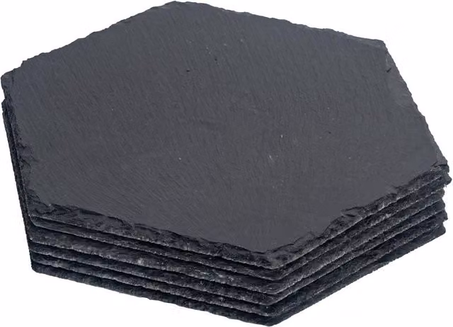 Argon Tableware Hexagon Slate Placemats, Black, Pack of 6, W: 30 cm, D: 26 cm – 4
