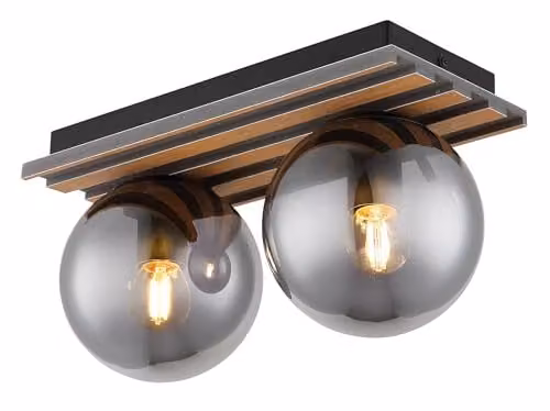 Globo Lighting Modern Sphere Ceiling Light in Black and Grey with Glass and Metal Finish, W/D/H: 20 x 20 x 15 cm – 1