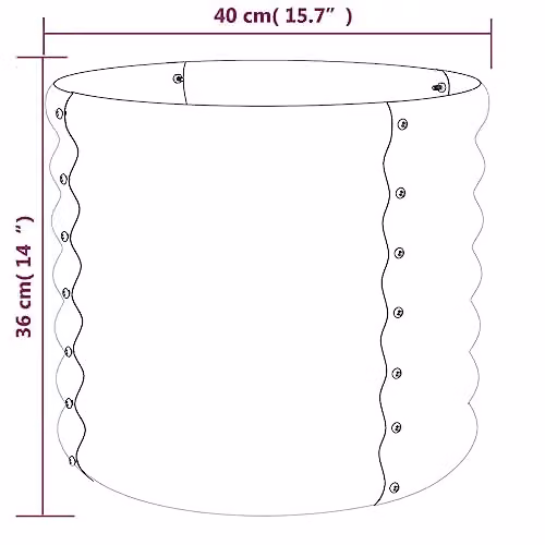 vidaXL Silver Galvanised Steel Garden Planter Tub W: 40 cm, D: 40 cm, H: 36 cm – 3