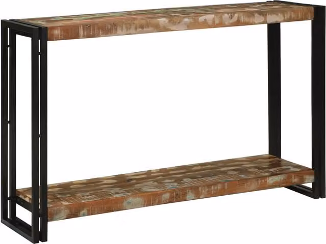 Berkfield Home Industrial Console Table with Shelf in Brown Multicolour Solid Reclaimed Wood, W: 120 cm, D: 33 cm, H: 75 cm – 1