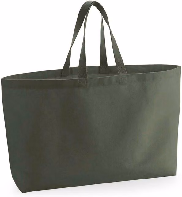 Westford Mill Canvas Oversized Tote Bag in Green, W/H/D: 41.0 x 56.0 x 16.0 cm