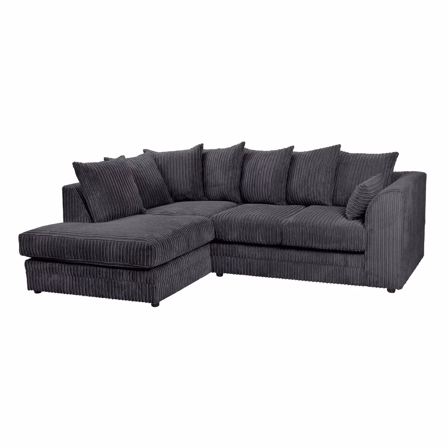 SquareBoxx Lennox Jumbo Cord Corner Sofa with Left Hand Facing Chaise in Black – 2