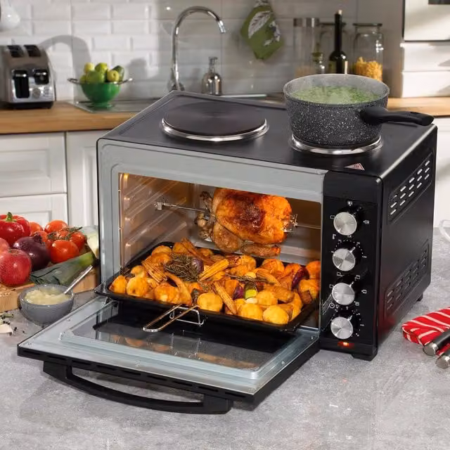 Daewoo Mini Countertop Electric Cooker with Grill and Timer in Black – 1